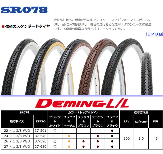 SR078 24×1 3/8 WO グレー 1本 タイヤのみSHINKO（シンコー）自転車タイヤ通販はカスタムジャパンへ