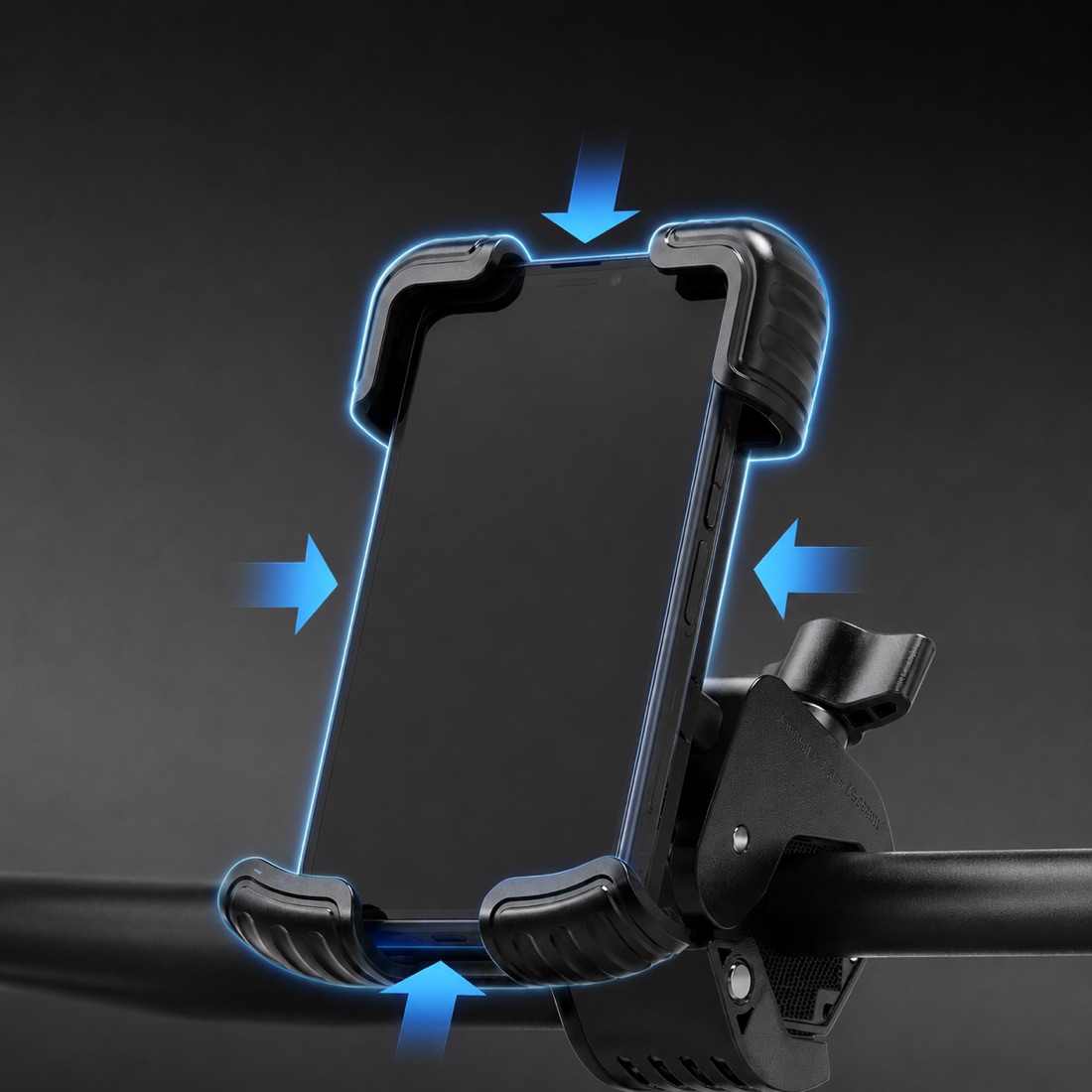 上下左右4方向からスマートフォンをホールドする構造の図解
